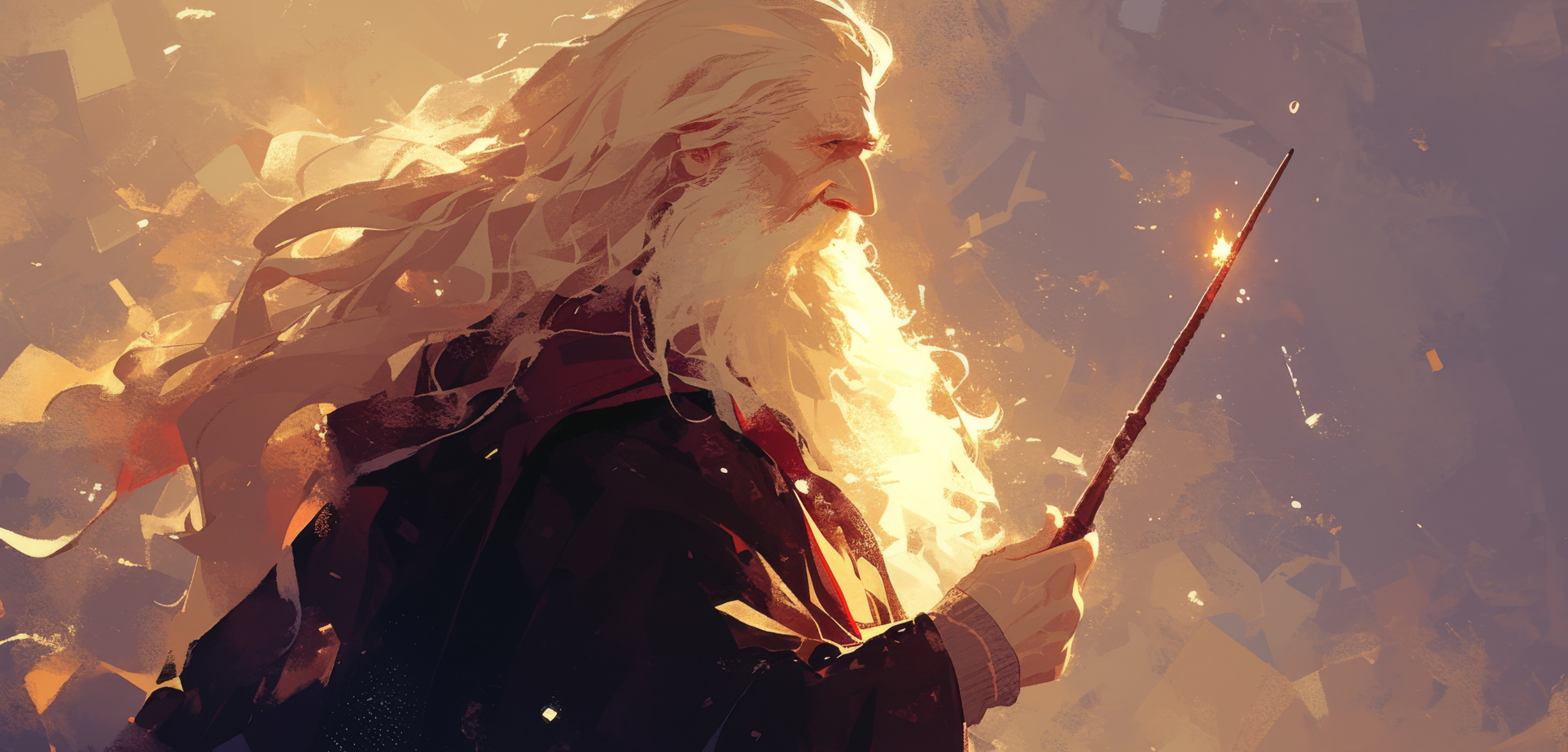 imagen de un mago de edad con pelo black y una gran barba blanca